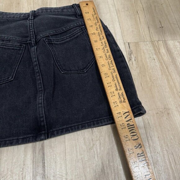 John Galt Denim‎ Jean Skirt Black Small Button Fly Mini Juniors Hipster Rocker S - Picture 8 of 9